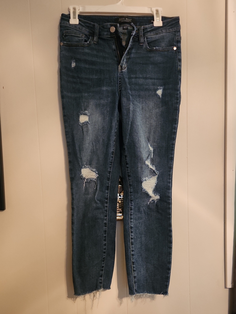 Womans 5/27 Judy Blue Medium/ Dark wash distressed jeans